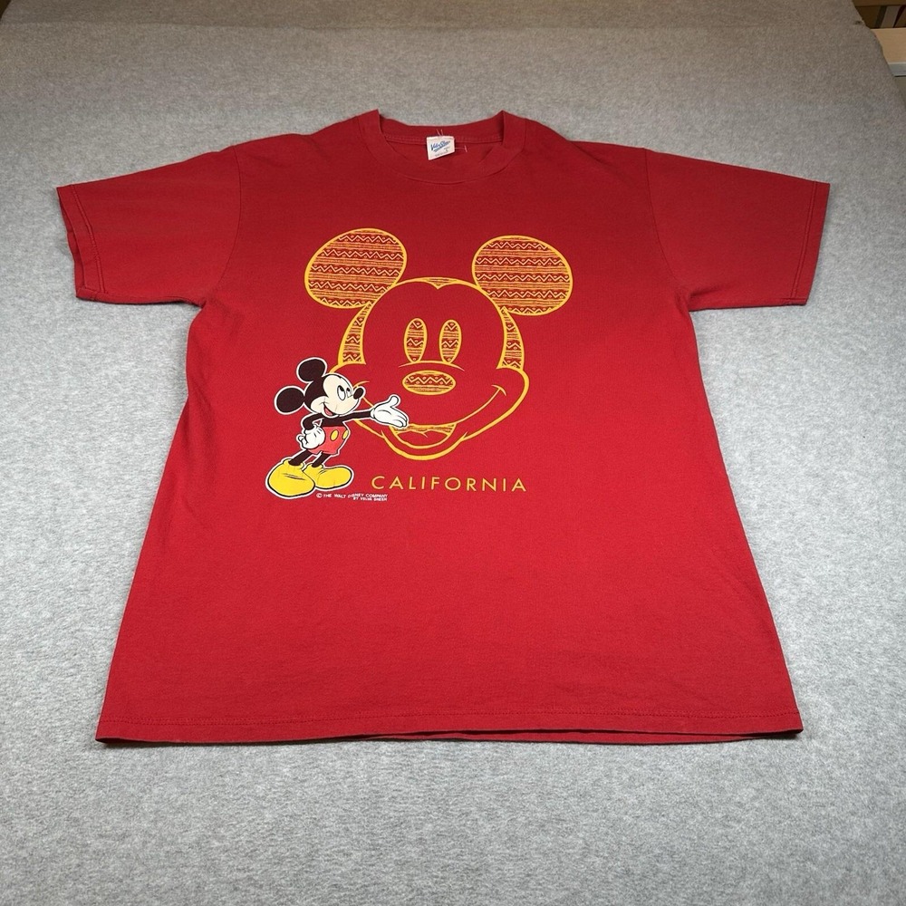 Vintage 90s Mickey Mouse California Adult L Disney Velva Sheen‎ Single Stitch